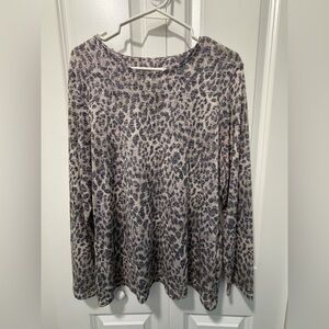 Chico's Animal Print Long Sleeve Top - Black and Cream